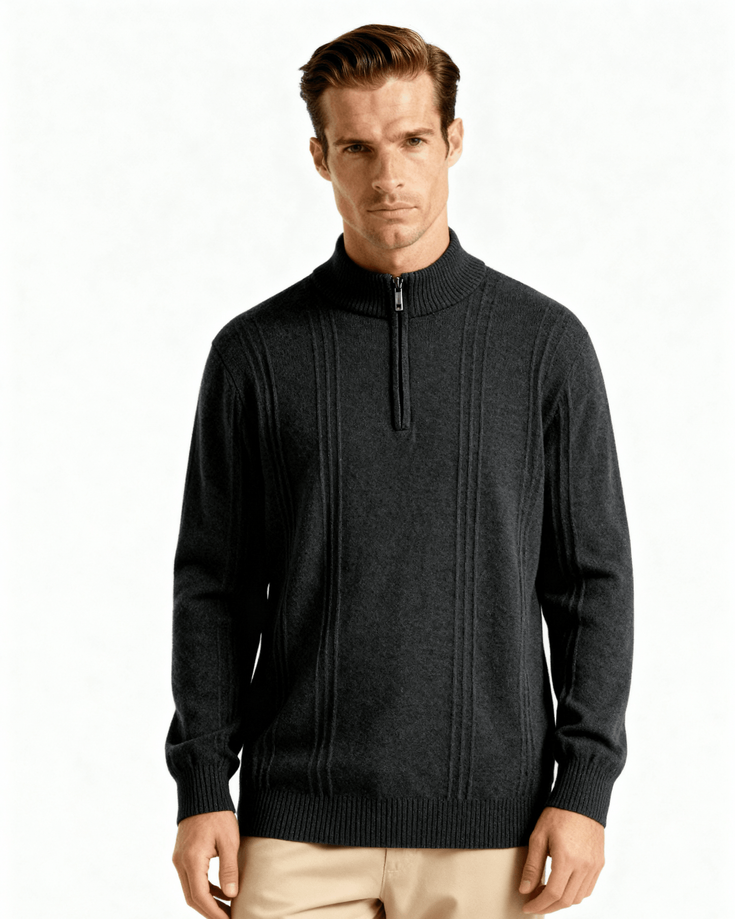 100% Cashmere Ribbed Half Zip - Belfaire & Co.