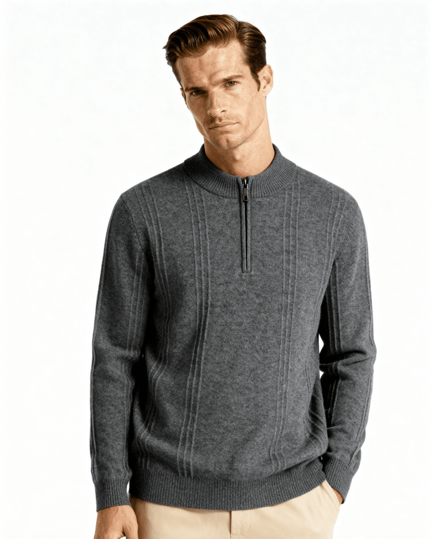 100% Cashmere Ribbed Half Zip - Belfaire & Co.