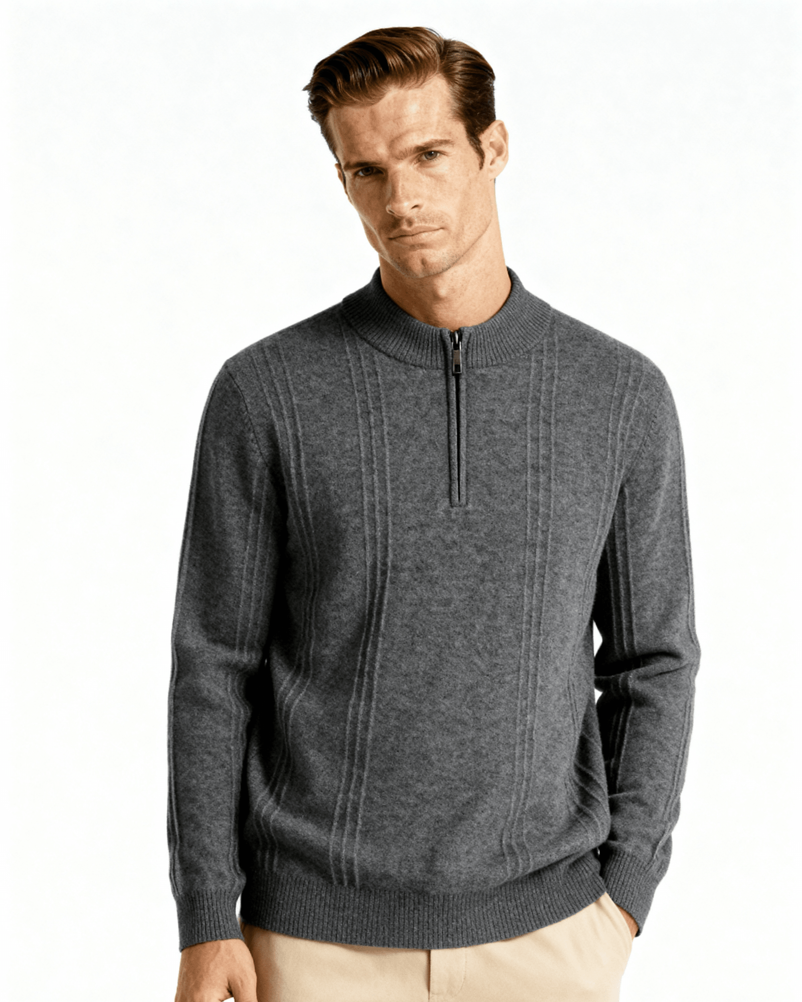 100% Cashmere Ribbed Half Zip - Belfaire & Co.