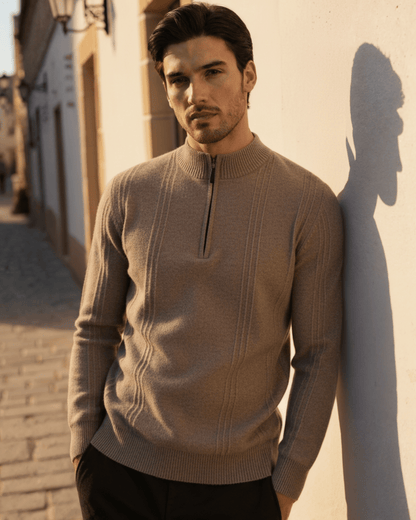 100% Cashmere Ribbed Half Zip - Belfaire & Co.