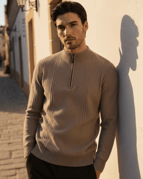 100% Cashmere Ribbed Half Zip - Belfaire & Co.