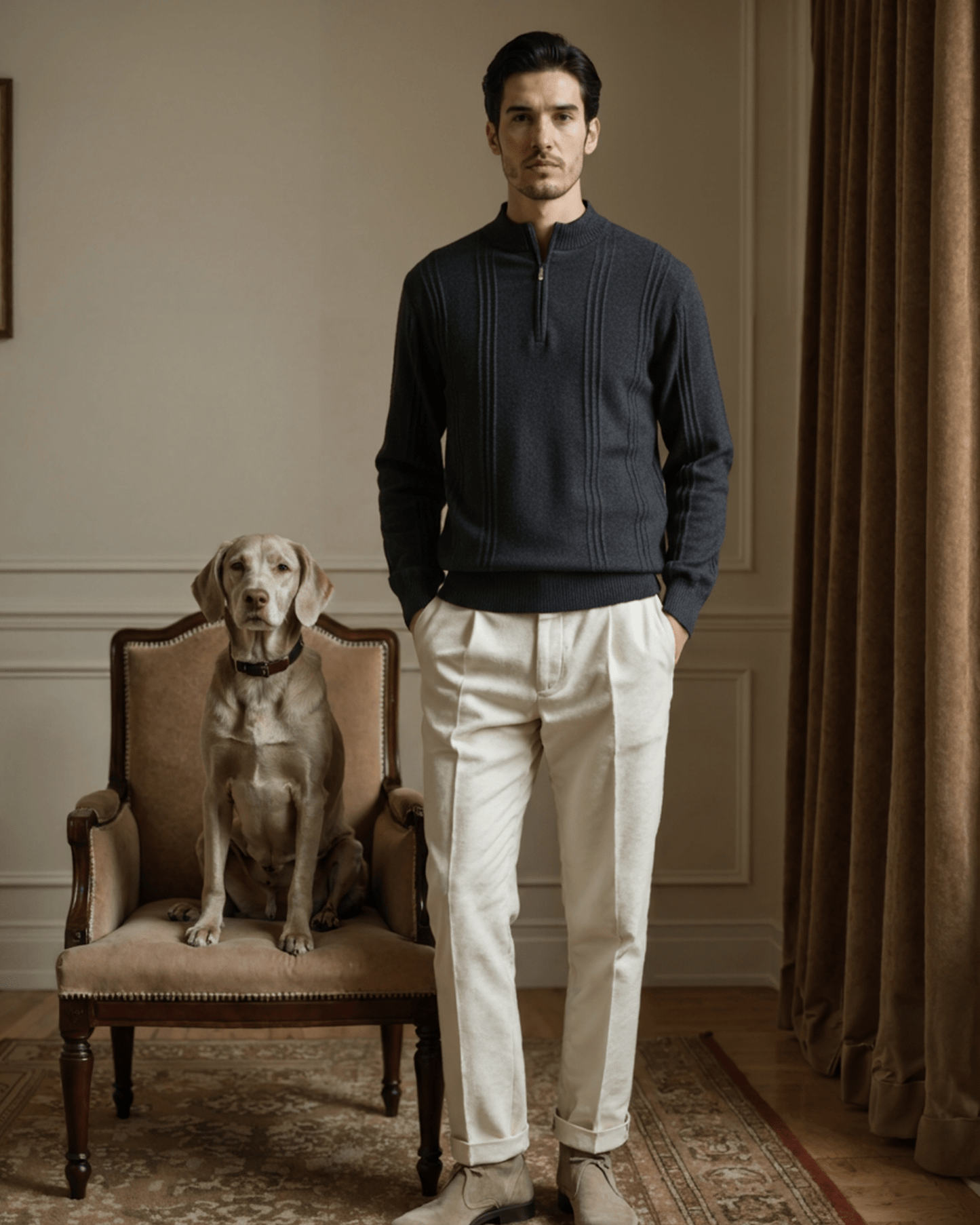 100% Cashmere Ribbed Half Zip - Belfaire & Co.