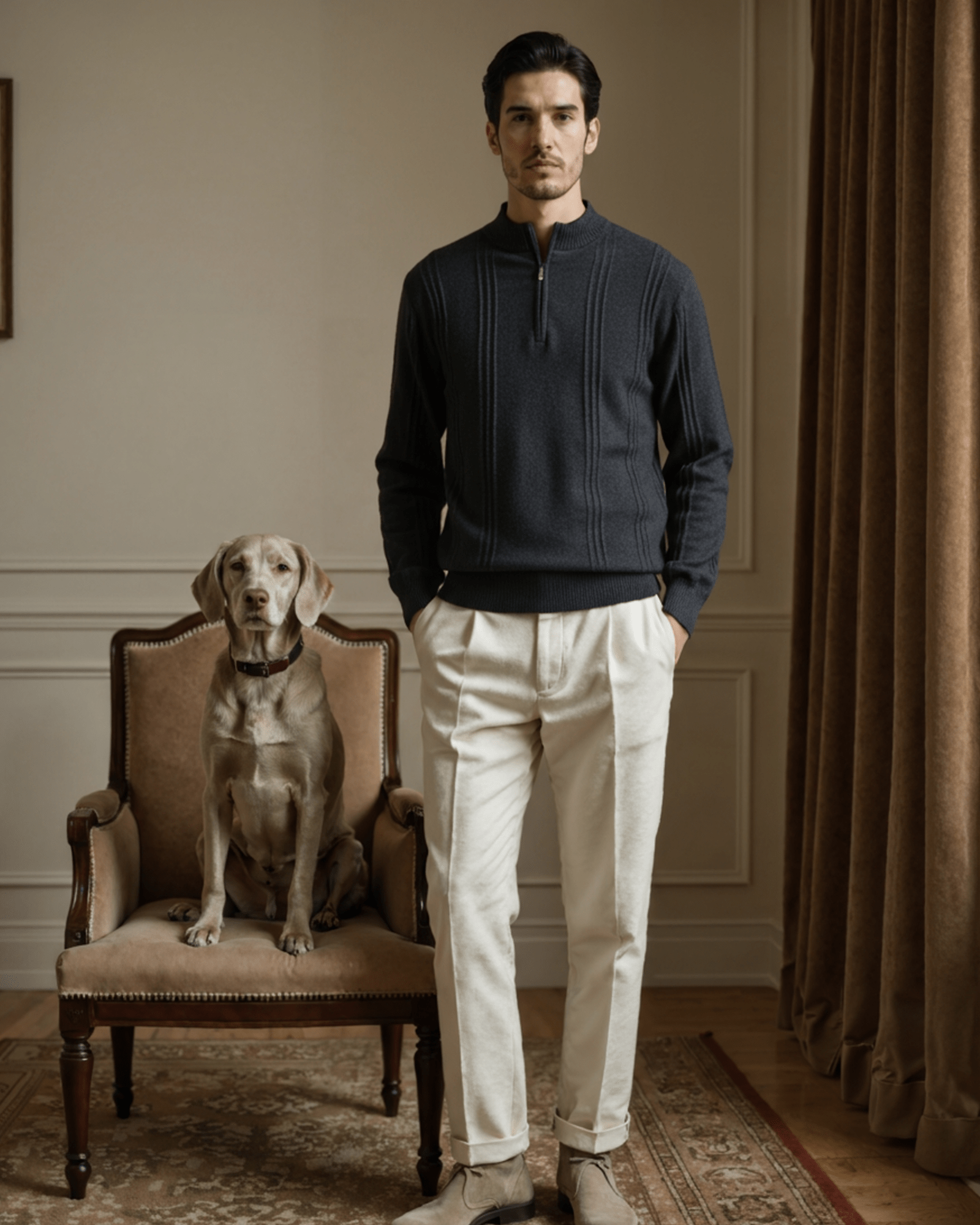 100% Cashmere Ribbed Half Zip - Belfaire & Co.