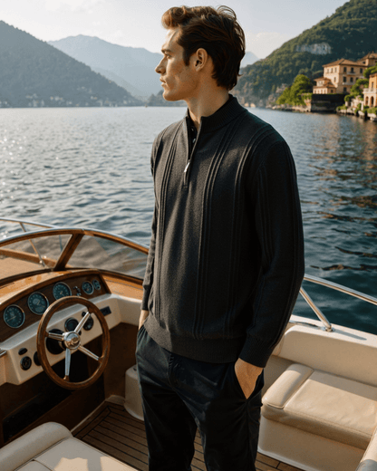100% Cashmere Ribbed Half Zip - Belfaire & Co.