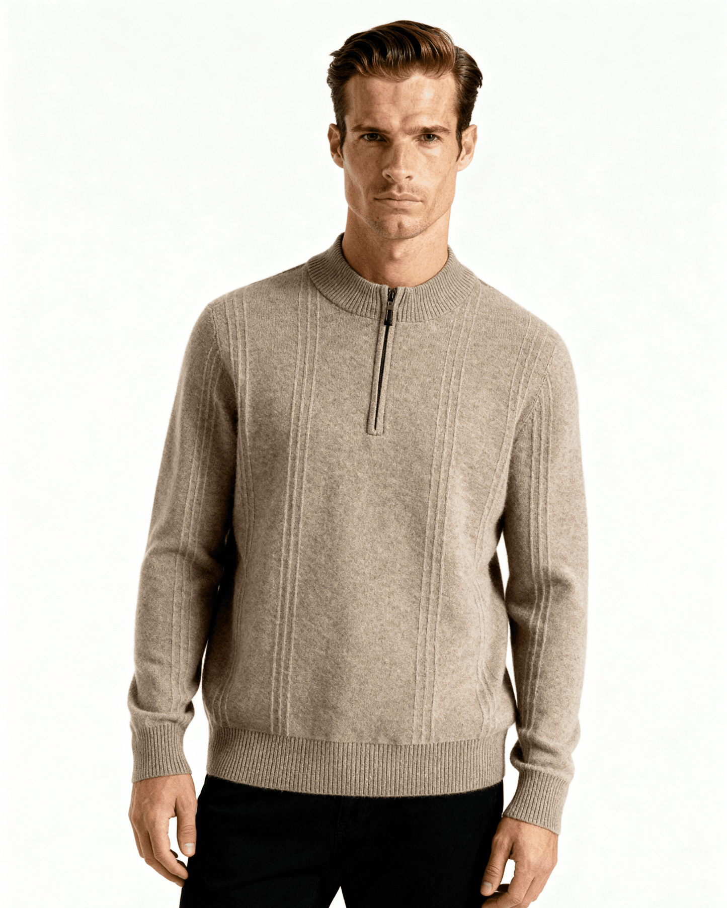 100% Cashmere Ribbed Half Zip - Belfaire & Co.