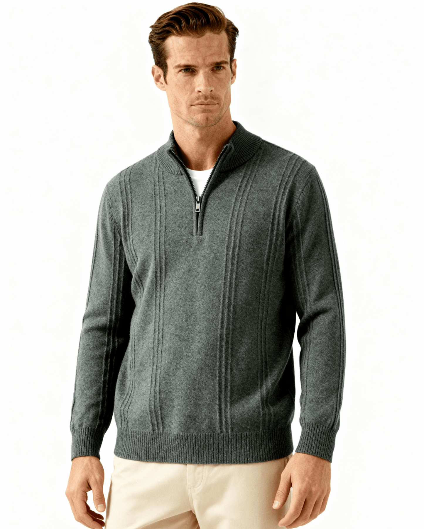 100% Cashmere Ribbed Half Zip - Belfaire & Co.