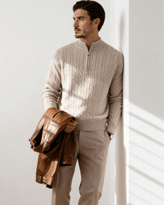 100% Cashmere Woven Half Zip - Belfaire & Co.