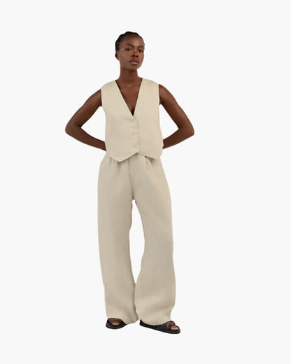 Classy Lady - Linen Two - piece Set - Belfaire & Co.