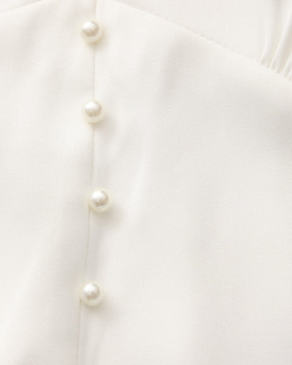 Pearl Button Ruffle Midi Dress - Belfaire & Co.