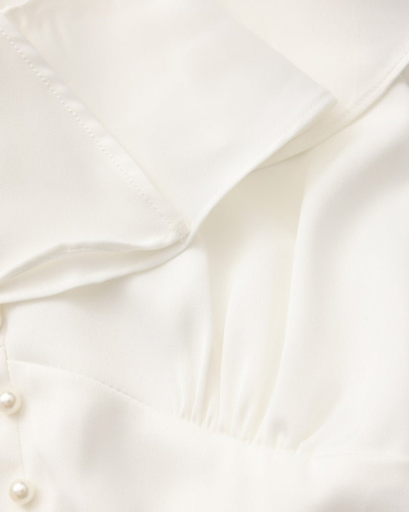 Pearl Button Ruffle Midi Dress - Belfaire & Co.