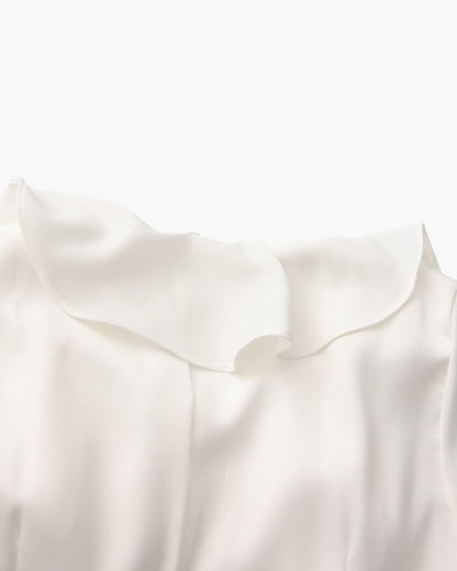 Pearl Button Ruffle Midi Dress - Belfaire & Co.