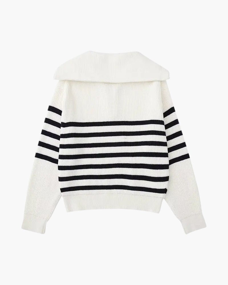 Striped Zip Up Sweater - Belfaire & Co.