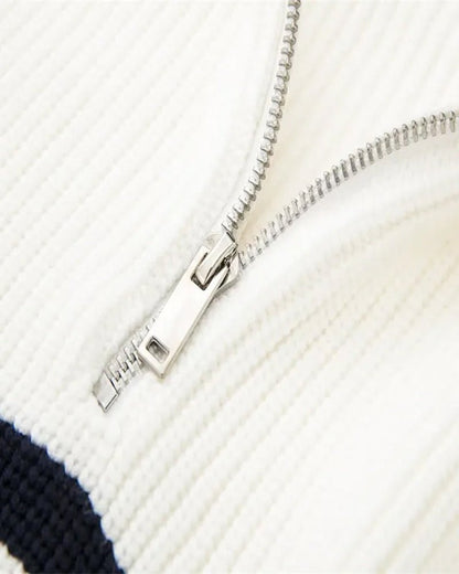 Striped Zip Up Sweater - Belfaire & Co.