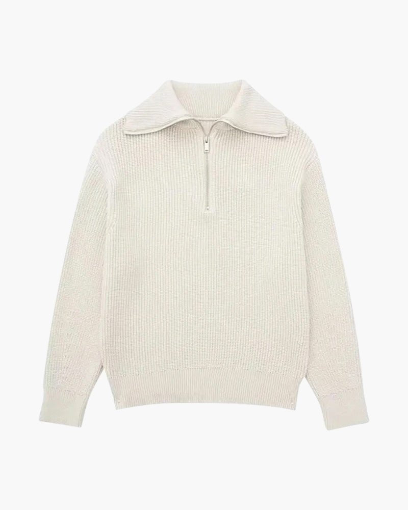 Striped Zip Up Sweater - Belfaire & Co.