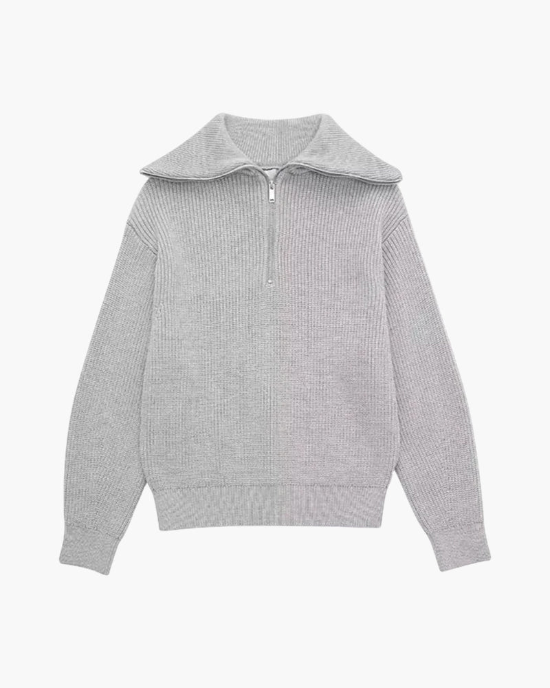 Striped Zip Up Sweater - Belfaire & Co.