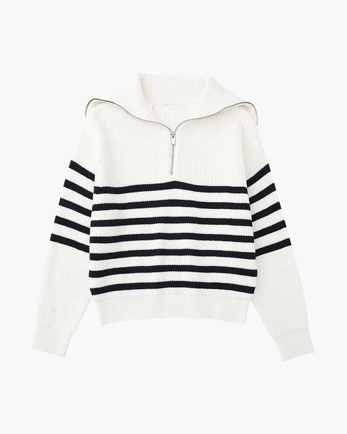 Striped Zip Up Sweater - Belfaire & Co.