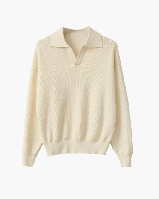Textured Knit Polo Sweater - Belfaire & Co.